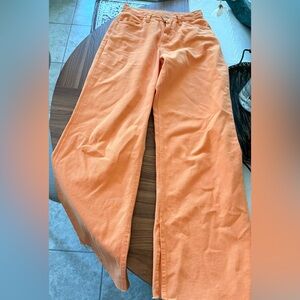 Orange Casual Cotton Pants